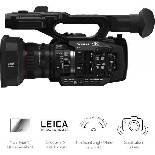 파나소닉 [아마존베스트]Panasonic HC-X1E Professional Camcorder (4K 24p, UHD 60p/50p, FHD 60p/50p, 24mm Leica Dicomar Lens, OLED Viewfinder, 3.5 Wide LCD, Integrated ND Filter, 2 XLR Inputs, 2 SD Slots) B