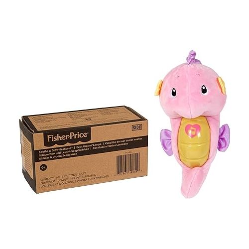 피셔프라이스 Fisher-Price Musical Baby Toy, Soothe & Glow Seahorse, Plush Sound Machine with Lights & Volume Control for Newborns, Pink