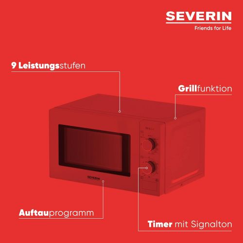  SEVERIN 2-in-1 Mikrowelle, Mit Grillfunktion, Inkl. Grillrost und Drehteller (Ø 24,5cm), 700W, MW 7891, Weiss/Chrom