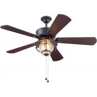 Harbor Breeze Merrimack II 52-in Matte Bronze LED Indoor/Outdoor Ceiling Fan with Light Kit (5-Blade)