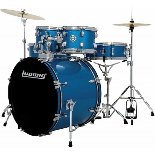  [아마존베스트]Ludwig Accent Drive Blue 5-Piece Drum Set (Includes Hardware, Throne, Pedal, Cymbals, Sticks and Drum Key)