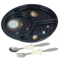 Discovery Earth Mover Meal Builder - 3 Piece Set for Kids & Toddlers - Cosmos Themed Plate, Fork & Spoon - Perfect for All Meals & Snacks - Promotes Portion Control - Dishwasher &