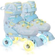 MammyGol Kids Roller Skates for Boys and Girls, 4 Sizes Adjustable Skates for Kids Youth with All Light up Wheels Beginners Quad Skates