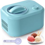 COSTWAY Ice Cream Maker, 1.1-Quart Automatic Electronic Gelato Maker with 3 Operation Modes, Built-In Compressor, Portable Homemade Dessert Maker with Spoon, Ice Cream Machine for