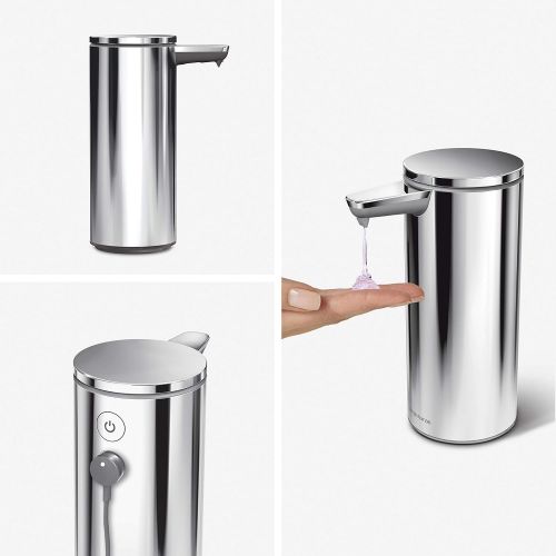 심플휴먼 simplehuman 9 oz. Touch-Free Rechargeable Sensor Liquid Soap Pump Dispenser, Polished Stainless Steel