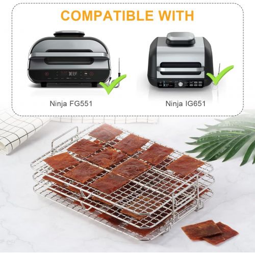  AIEVE Air Fryer Rack for Ninja Foodi Grill XL Air Fryer, 304 Stainless Steel Multi-Layer Dehydrator Rack Toast Rack Air Fryer Accessories Compatible with Ninja FG551 IG601 IG651 Ai