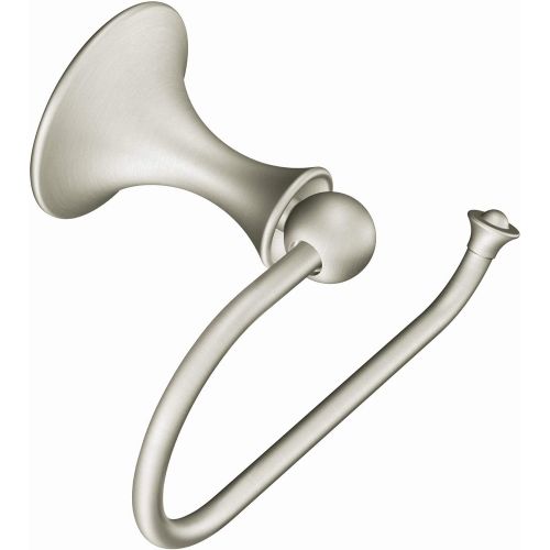  Moen DN7786BN Lounge Towel Ring, Brushed Nickel with Moen DN7708BN Lounge Collection European Single Post Toilet Paper Holder, Brushed Nickel