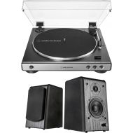 Audio-Technica AT-LP60X-GM Turntable (Gunmetal) Bundle with Microlab Pro1BT Bookshelf Speakers (2 Items)