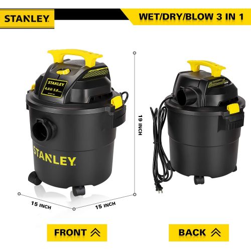 스텐리 Stanley SL18115P Wet/Dry Vacuum, 5 Gallon, 4 Horsepower, 4.0 HP AC, Black