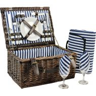 INNO STAGE Wicker Picnic Basket for 2, Picnic Set for 2,Willow Hamper Service Gift Set for Camping and Outdoor Party Best Gift