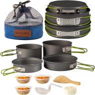 Wealers Camping Cookware 11 Piece Outdoor Mess Kit Backpacking Trailblazing add on Compact Lightweight Durable with Chef Pots, Bowls, Utensils and Mesh Carry Bag Included (11 Piece