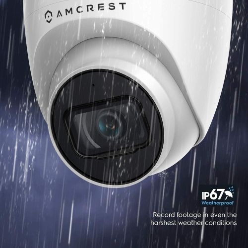  [아마존베스트]Amcrest 5MP UltraHD Outdoor Security IP Turret PoE Camera with Mic/Audio, 5-Megapixel, 98ft NightVision, 2.8mm Lens, IP67 Weatherproof, MicroSD Recording (256GB), White (IP5M-T1179
