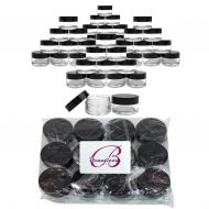 Beauticom 120 Pieces 20G/20ML Round Clear Jars with BLACK Lids for Lotion, Creams, Toners, Lip Balms, Makeup Samples - BPA Free