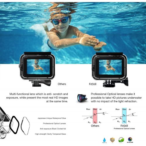  [아마존베스트]FitStill Double Lock Waterproof Housing for GoPro Hero 2018/7/6/5 Black, Protective 45m Underwater Dive Case Shell with Bracket Accessories for Go Pro Hero7 Hero6 Hero5 Action Came