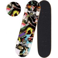 Anfan 31 Pro Complete Skateboard, Adult Tricks Skate Board with 9 Layer Canadian Maple Wood, Double Kick Tail for Beginner Kids Boys Girls 5 Up Years Old (US Stock)