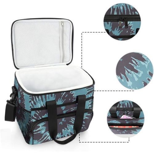  ALAZA Bule Tie Dye Large Cooler Lunch Bag, Waterproof Cooler Bag for Camping, Picnic, BBQ, Family Outdoor Activities