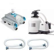 Intex Pool Sand Filter Pump w/ Automatic Timer & Side Vacuum & 1.5” Hose 2 Pack