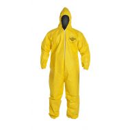 DuPont Tychem 2000 QC127S Disposable Chemical Resistant Coverall with Hood, Elastic Cuff and Serged Seams, Yellow, Large (Pack of 12)