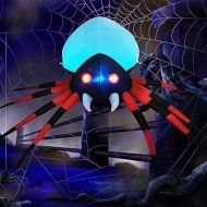 GOOSH 4 FT Height Halloween Inflatable Outdoor Red Legged Spider with Magic Light, Blow Up Yard Decoration Clearance with LED Lights Built-in for Holiday/Party/Yard/Garden