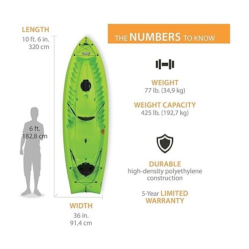 라이프타임 Kokanee Sit-On-Top Kayak, Lime, 10'6