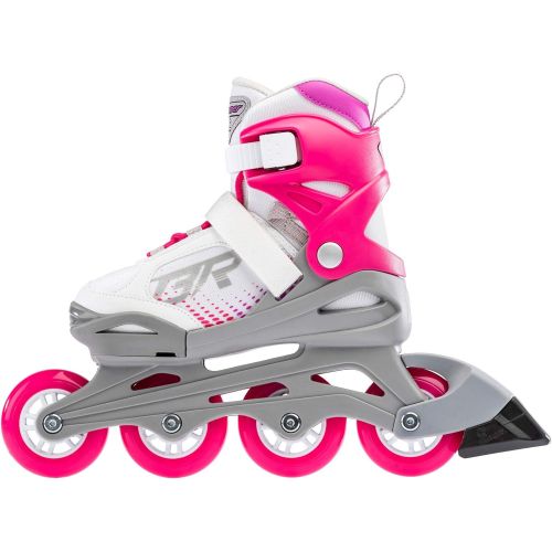 롤러블레이드 [아마존베스트]Bladerunner by Rollerblade Phoenix Girls Adjustable Fitness Inline Skate, White and Fuchsia, Junior, Value Performance Inline Skates