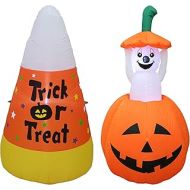 BZB Goods Two Halloween Party Decorations Bundle, Includes 4 Foot Tall Halloween Inflatable Candy Corn Trick or Treat, and 4 Foot Animated Halloween Inflatable Pumpkin and Ghost Blowup with