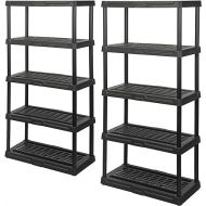 BLACK+DECKER, 5-Tier Heavy Duty Ventilated Storage Shelf, 150 lbs/Shelf (71”H x 36”W x 18”D), Plastic Shelving Unit [2 Pack]