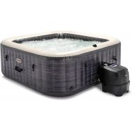 Intex 28451EP PureSpa Plus 6 Person Portable Inflatable Square Hot Tub Spa with 170 Bubble Jets and Built in Heater Pump, Greystone