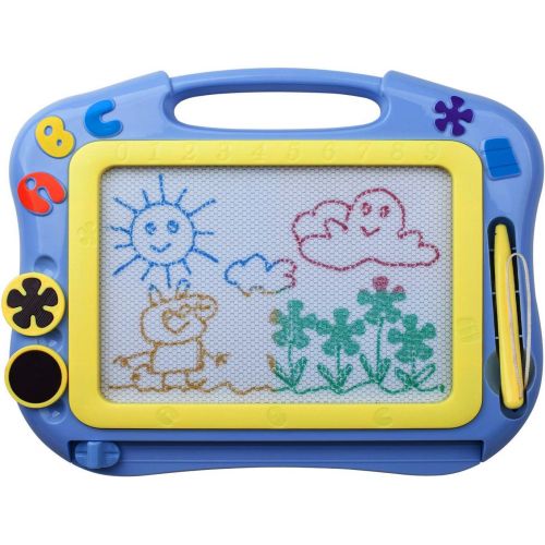  [아마존베스트]ikidsislands IKS85B [Travel Size] Color Magnetic Drawing Board for Kids, Doodle Board for Toddlers, Sketch Pad Toy for Little Boys (Blue)