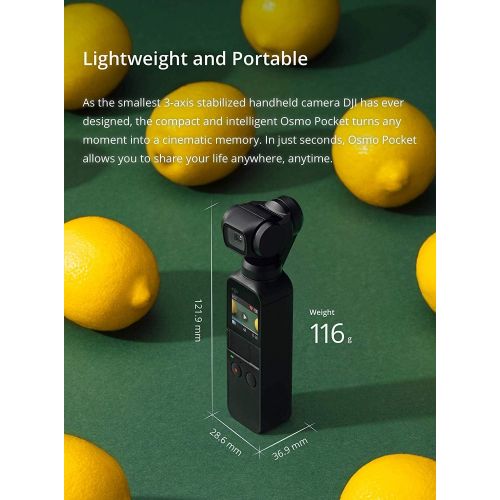 디제이아이 [아마존베스트]DJI Osmo Pocket - Handheld 3-Axis Gimbal Stabilizer with integrated Camera 12 MP 1/2.3” CMOS 4K Video, Attachable to Smartphone, Android, iPhone, Black