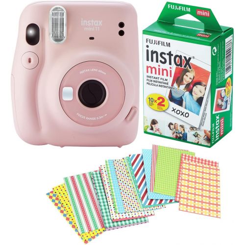 후지필름 Fujifilm Instax Mini 11 Camera with 20 Fuji Instant Films and Quality Photo Stickers (Blush Pink)