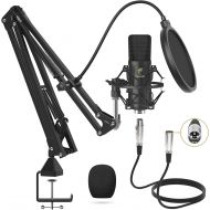 XLR Condenser Microphone, TONOR Professional Cardioid Studio Mic Kit with T20 Boom Arm, Shock Mount, Pop Filter for Recording, Podcasting, Voice Over, Streaming, Home Studio, YouTu