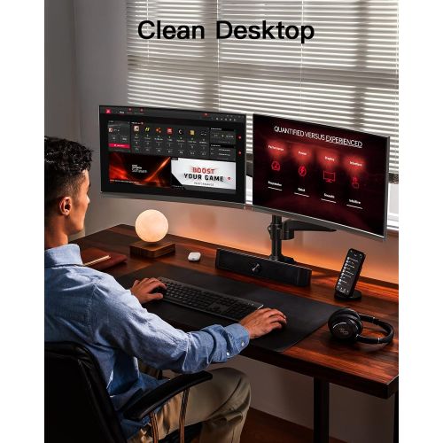  [아마존베스트]HUANUO 2pcs Adjustable Height Monitor Stand and Storage Organizer for Computer, iMac, Printer, Laptop, Desk with Tablet and Phone Holder, Cable Guide Slot