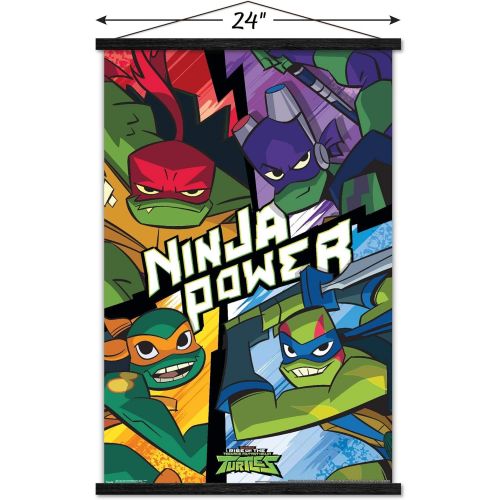 Trends International Nickelodeon Rise of The Teenage Mutant Ninja Turtles Wall Poster with Wooden Magnetic Frame, 22.375 x 34, Print and Black Hanger Bundle