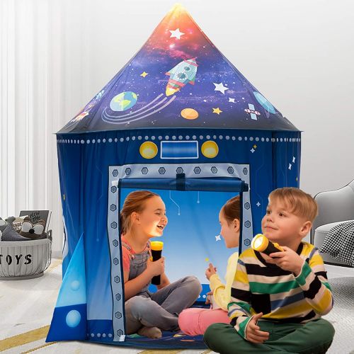  [아마존베스트]WillingHeart Rocket Ship Play Tent for Kids, Astronaut Spaceship Space Themed Pretend Playhouse Indoor Outdoor Games Party Children Pop Up Foldable Tent Birthday Toy for Boys Girls