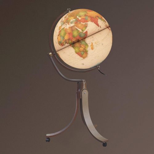  Waypoint Geographic Emily 20 Floor Stand Globe - Illuminated - 1,000s of UP-TO-DATE Political Named Places & Points of Interest - Full Gyromatic Wood Stand for Full Globe Viewing - Home & Office (Anti