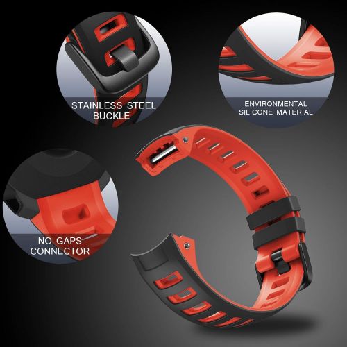  NotoCity for Garmin Instinct Band Silicone Replacement Watch Band Compatible with Garmin Instinct 2/ Solar/ Tactical(black-red)