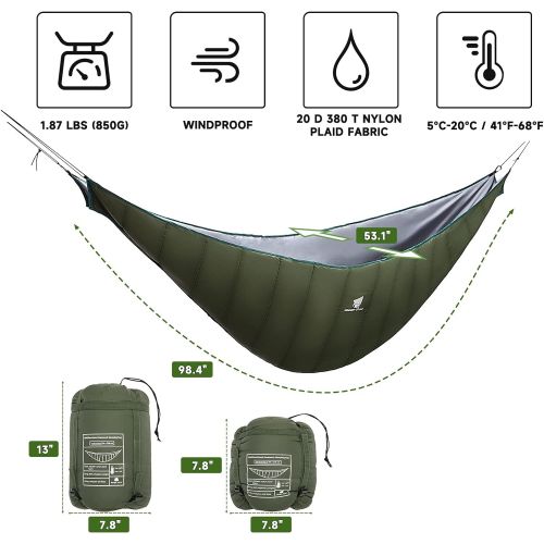 GEERTOP Ultralight Hammock Underquilt for Camping Full Length Camp Hammock Underquilts Warm 3 - 4 Seasons Essential Outdoor Survival Gear for Hiking Backpacking Travel
