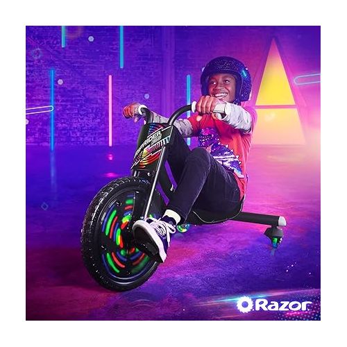 레이져(Razor) Razor RipRider 360 Lightshow - Trike with Rear Casters and with Motion-Activated Multi-Color Lights, 3 Wheeled Drifting Ride-On for Kids Ages 5 and Up