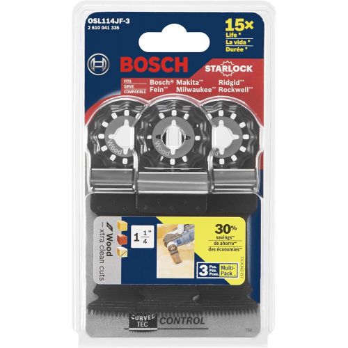  Bosch OSL114JF-3 Starlock Oscillating Multi Tool Bi-Metal Extra Clean Plunge Cut Blade (3 Pack), 1-1/4