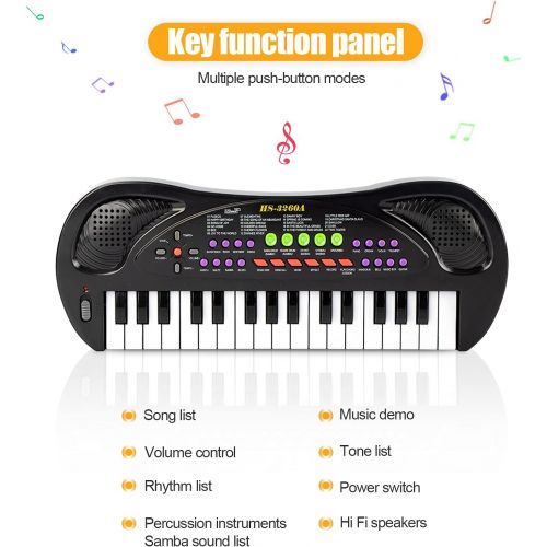  [아마존베스트]aPerfectLife Kids Keyboard Piano, 32 Keys Multifunction Portable Toy Piano Electronic Music Keyboard Instrument for Early Learning Educational (Black)