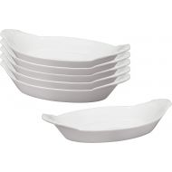 [아마존베스트]HIC Harold Import Co. HIC Oval Au Gratin Baking Dishes, Fine White Porcelain, 10-Inch, Set of 6