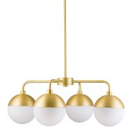 Novara 4 Light Modern Chandelier - Satin Brass w/Frosted Glass - Linea di Liara LL-CH16-3SB