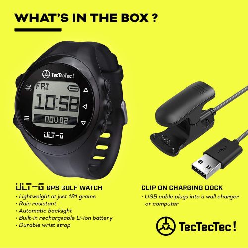  [아마존베스트]TecTecTec ULT-G Golf GPS Watch, Preloaded Worldwide Courses, Lightweight, Simple, Easy-to-use Golf Watches