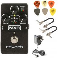 MXR M300 Reverb Analog Guitar Effects Pedal Bundle with 2 MXR Patch Cables, 6 Dunlop Picks, and 9V Power Supply