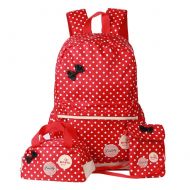 Ifantasy Girls Backpack PolkaDot Waterproof School Book Bag Set for Kids Teen
