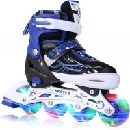 Aceshin Inline Skates for Girls Boys Kids - Adjustable Roller Skates with Light Up Wheels for Indoor Outdoor Blades Roller Skates for Children, Teens and Beginners