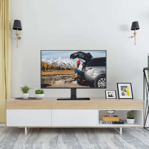  [아마존베스트]PERLESMITH Universal TV Stand - Table Top TV Stand for 32-47 Inch LCD LED TVs - Height Adjustable TV Base Stand with Tempered Glass Base & Wire Management & Security Wire, Holds Up to 88lbs,
