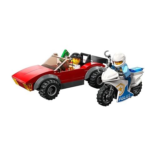 LEGO City Police Bike Car Chase 60392, Toy with Racing Vehicle & Motorbike Toys for 5 Plus Year Olds, Kids Gift Idea, Set Featuring 2 Officer Minifigures