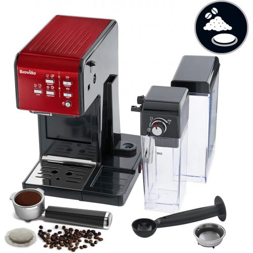 브레빌 Breville Prima Latte II Espresso | Milk Coffee and Cappuccino Machine, Red, and Rommelsbacher Coffee Grinder EKM 200 Aroma Friendly Disc Grinder, 110 Watt, Black